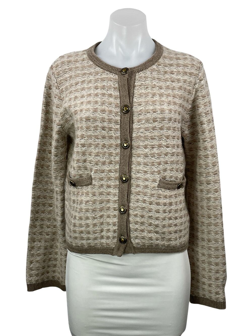 NEW Rag & Bone Robyn Beige Tweed Wool Mohair Long Sleeve Cardigan Sweater Top S